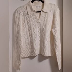 Primark Elegant White Cable Knit Sweater